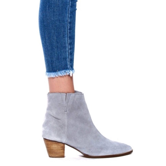 NIB Gray Genuine Suede Stitched Boho Chic Booties - Picture 6 of 8